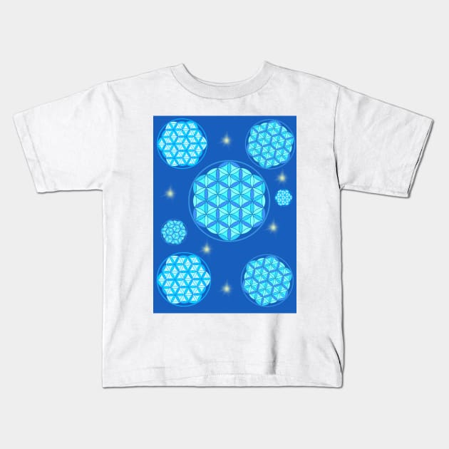 Blue flower of life Kids T-Shirt by Sara's digital corner